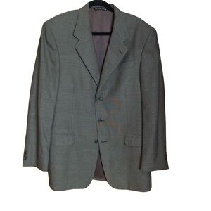 Jack Victor 2-piece suit gray virgin wool nailhead tweed 44R — pants 36 waist